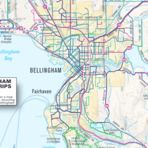 Thumbnail of the Whatcom County bike map, showing bike routes in the Bellingham area.